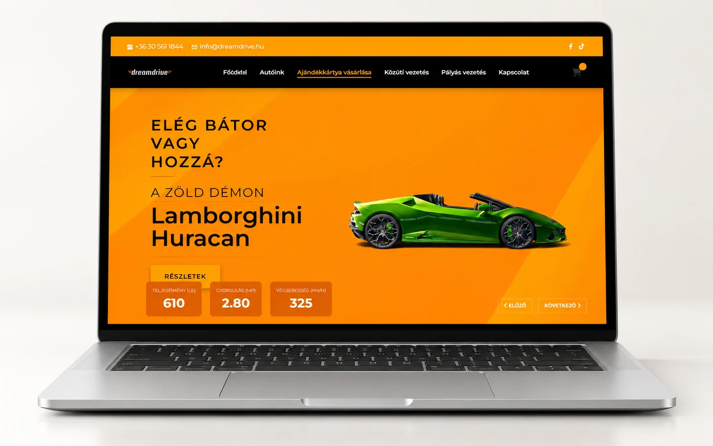 DreamDrive.hu: projektbemutató eszközön