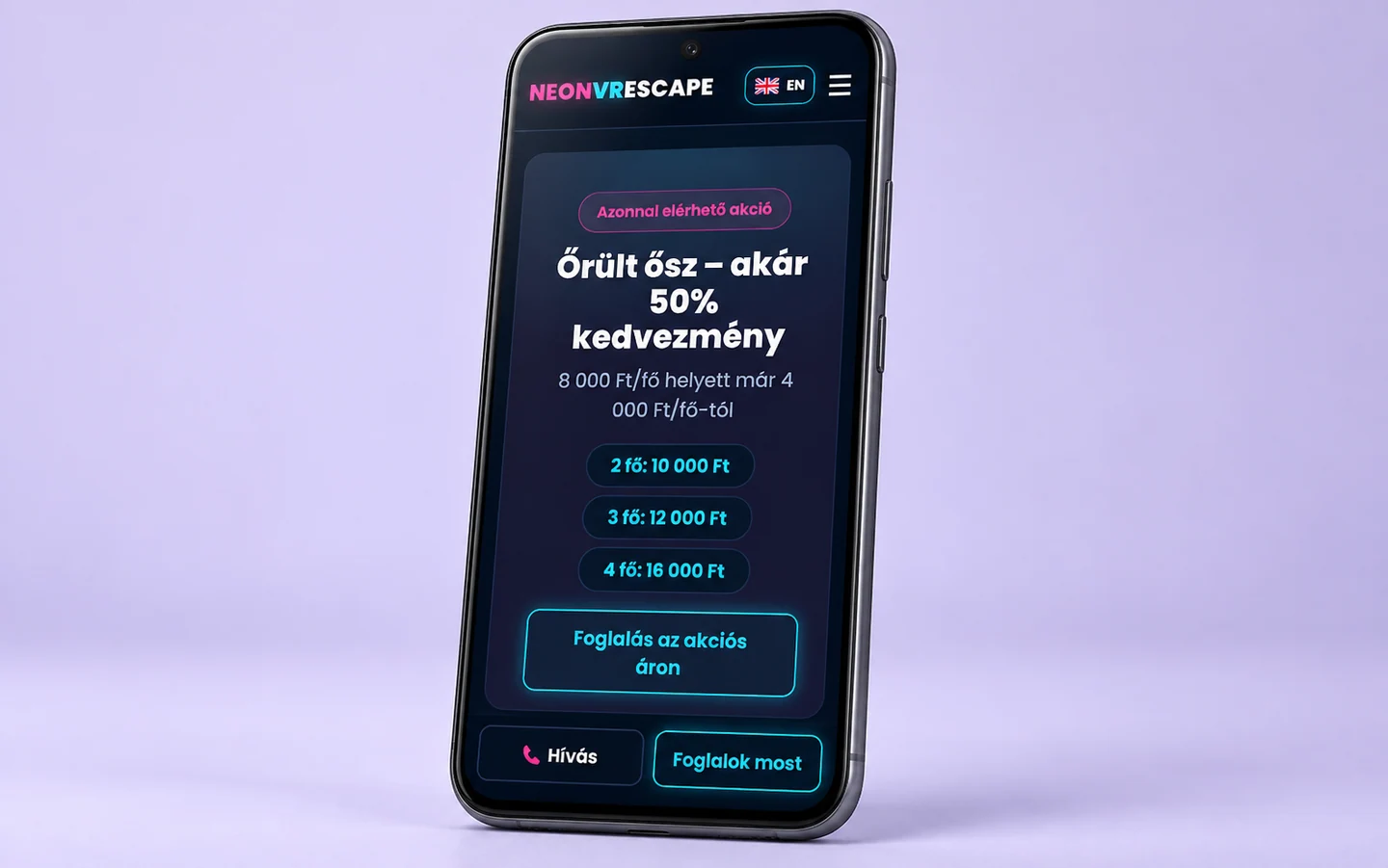 Neon VR Escape: projektbemutató eszközön