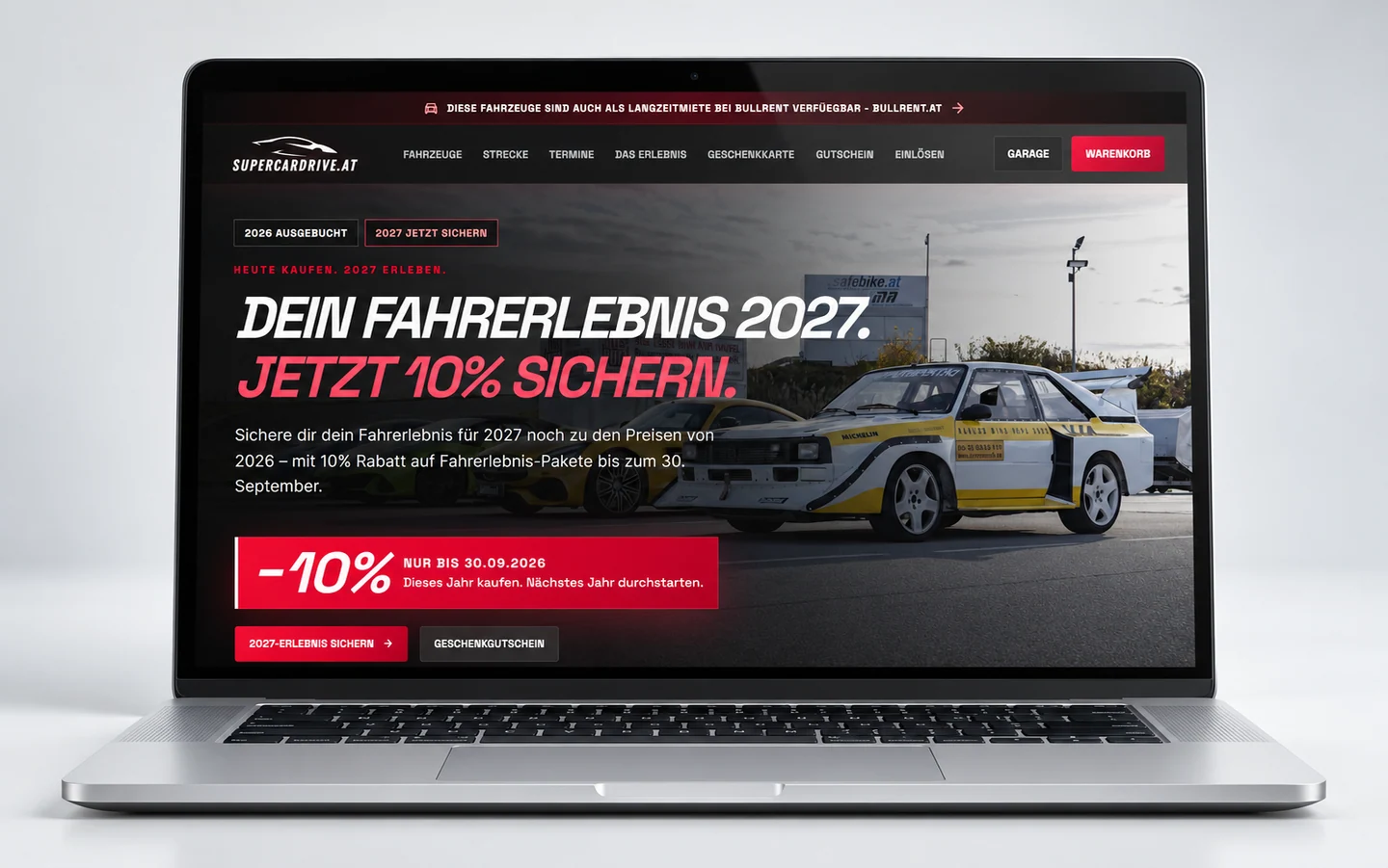 SupercarDrive.at: projektbemutató eszközön